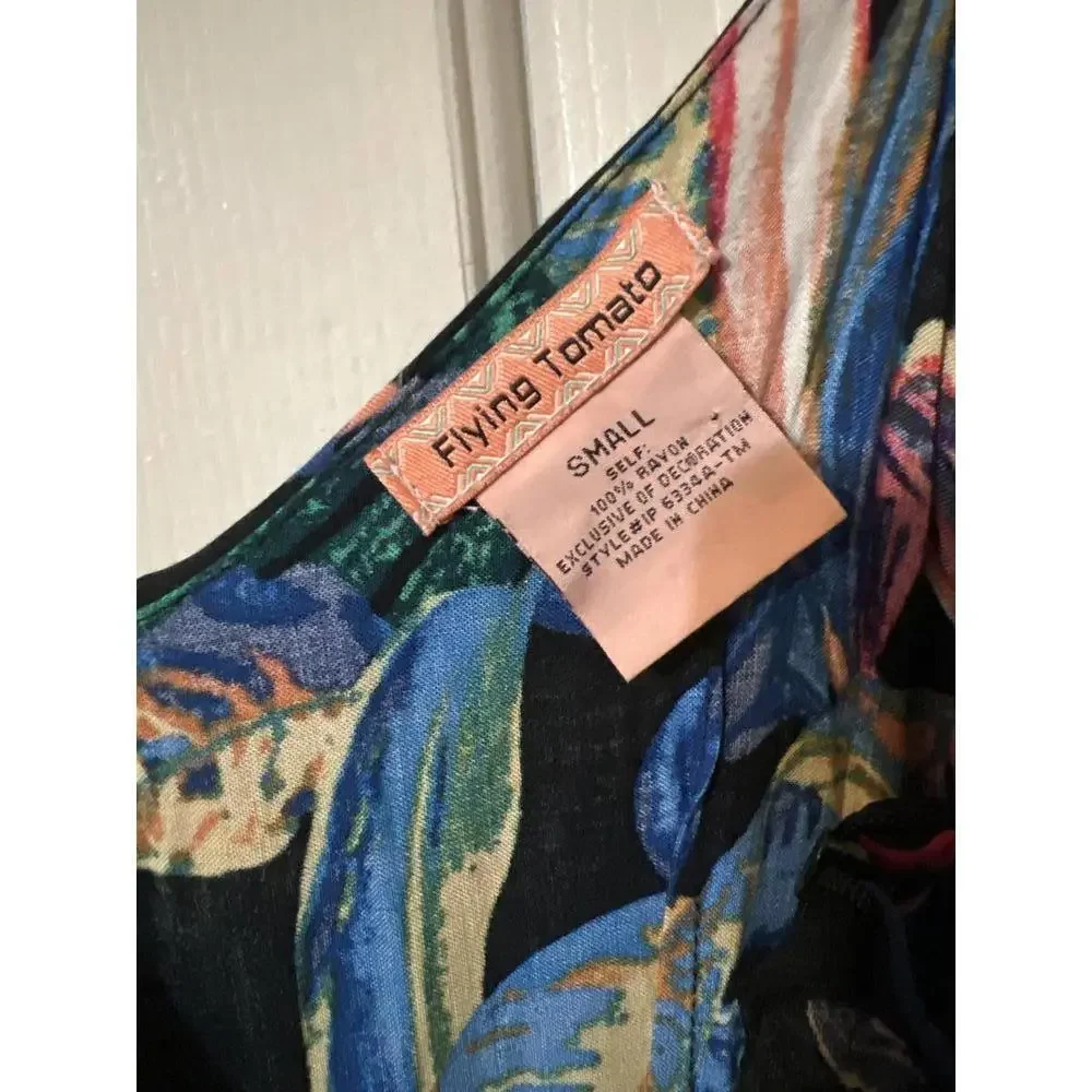 Flying Tomato Black Floral Print Cold Shoulder Jumpsuit S - Picture 4 of 6